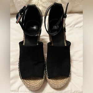 Marc Fisher black suede wedges